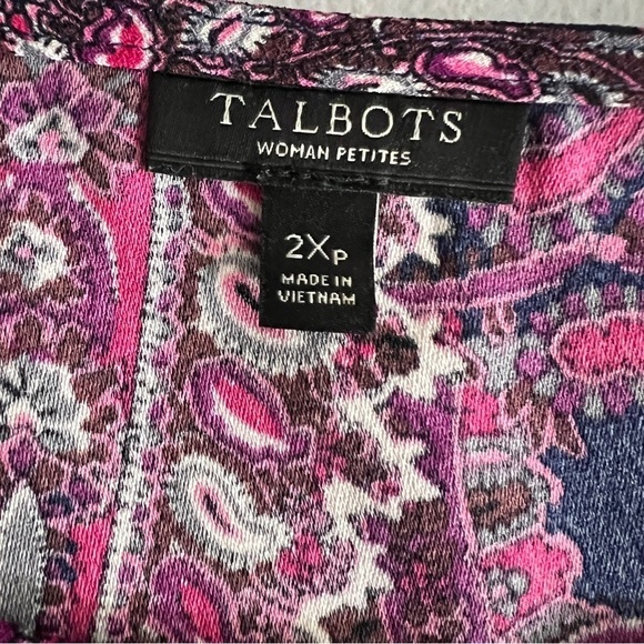 Talbots 2XP Blouse Shirt Top 3/4 Peplum Sleeve Paisley Print Multicolor Side Zip - Picture 5 of 8